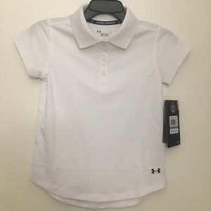 Girls Under Armour White Short Sleeve Polo Size 5
